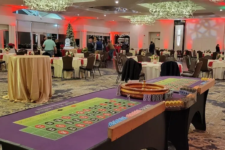 Craps table setup in grand party hall