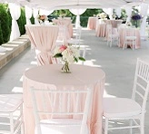Outdoor tented patio for private bridal shower