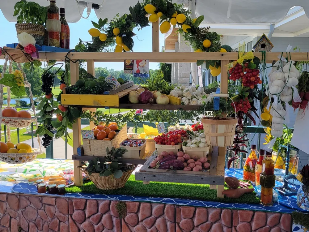 Tented patio graduation party setup