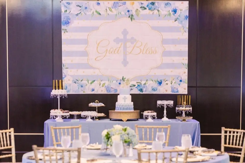 First communion setup for a boy
