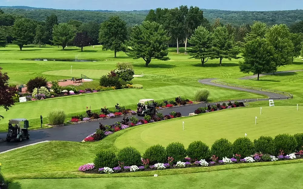 Expansive view of golf course from event balcony