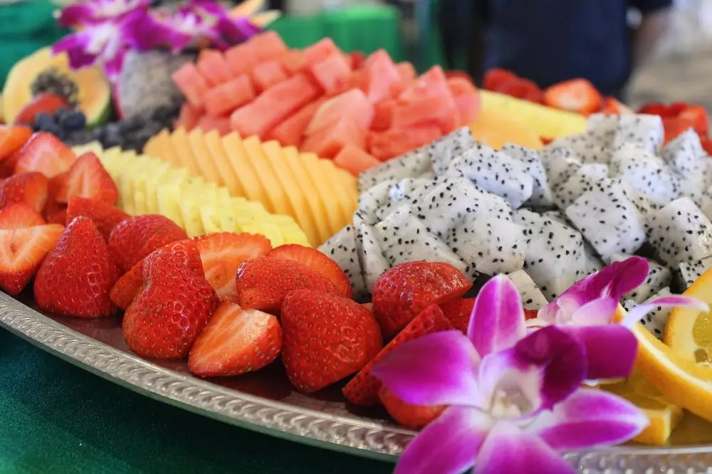 Fruit plate for serving confirmation party